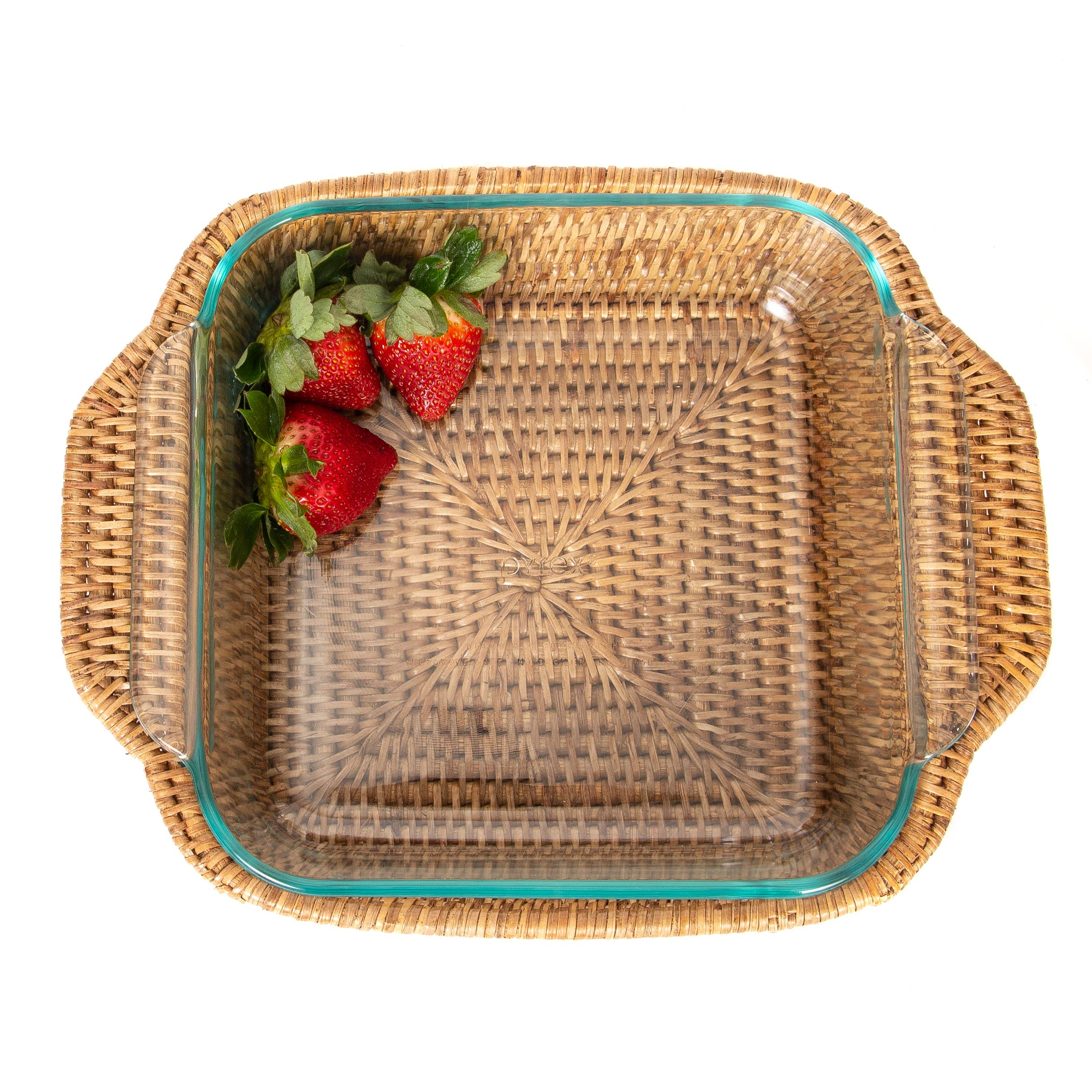 Artifacts Rattan Square Baker Basket with Pyrex