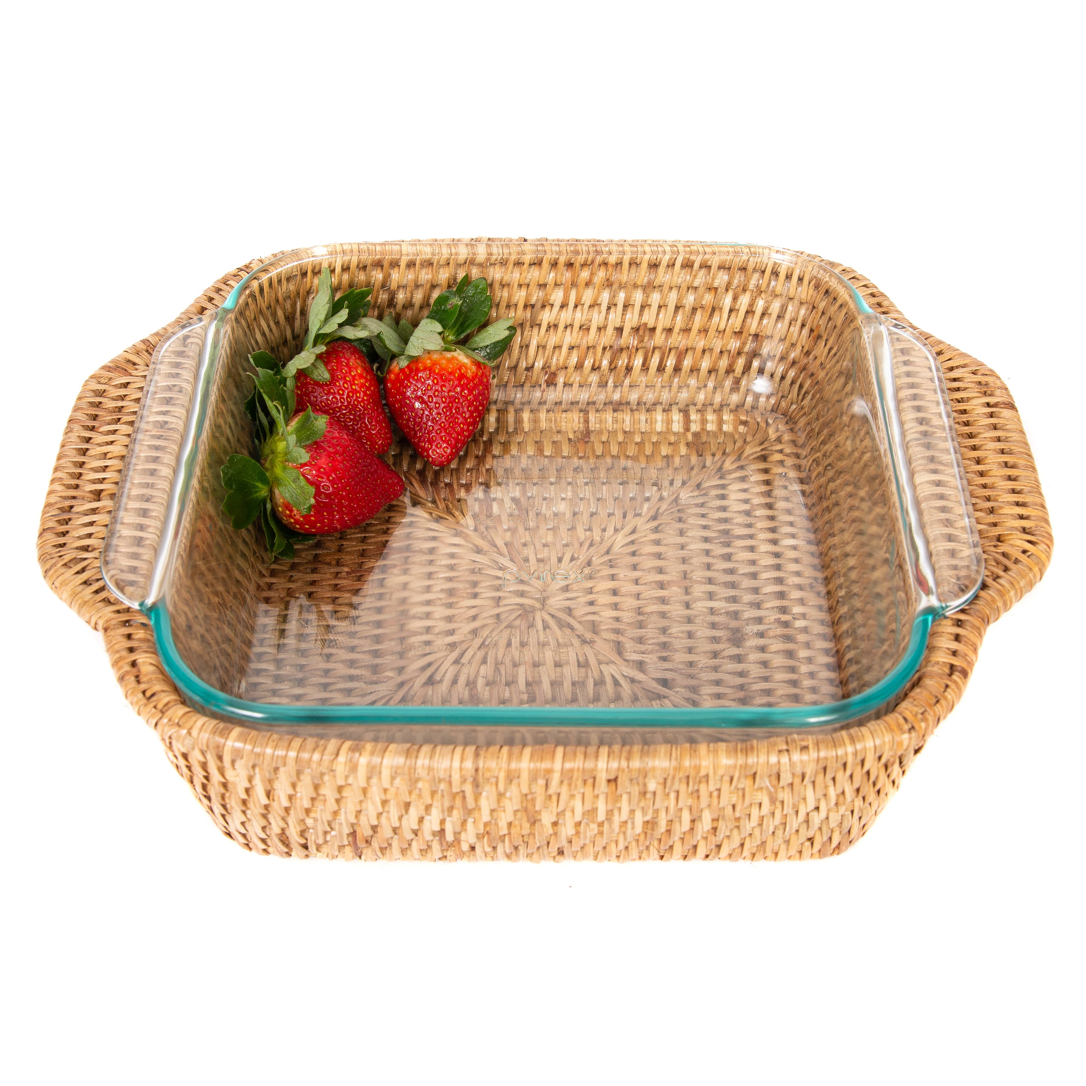 Artifacts Rattan Square Baker Basket with Pyrex