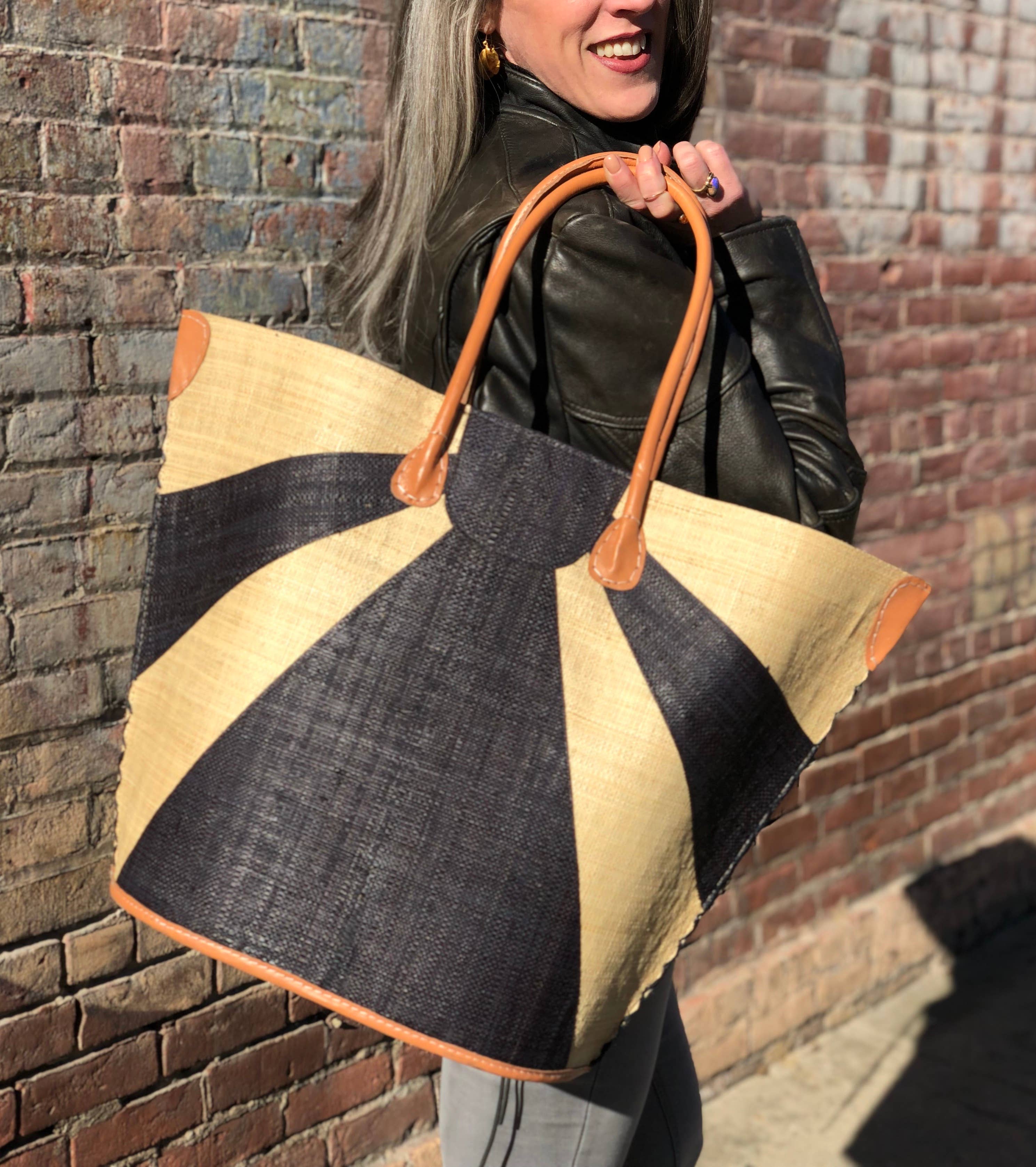 Sunburst Large Straw Tote Bag