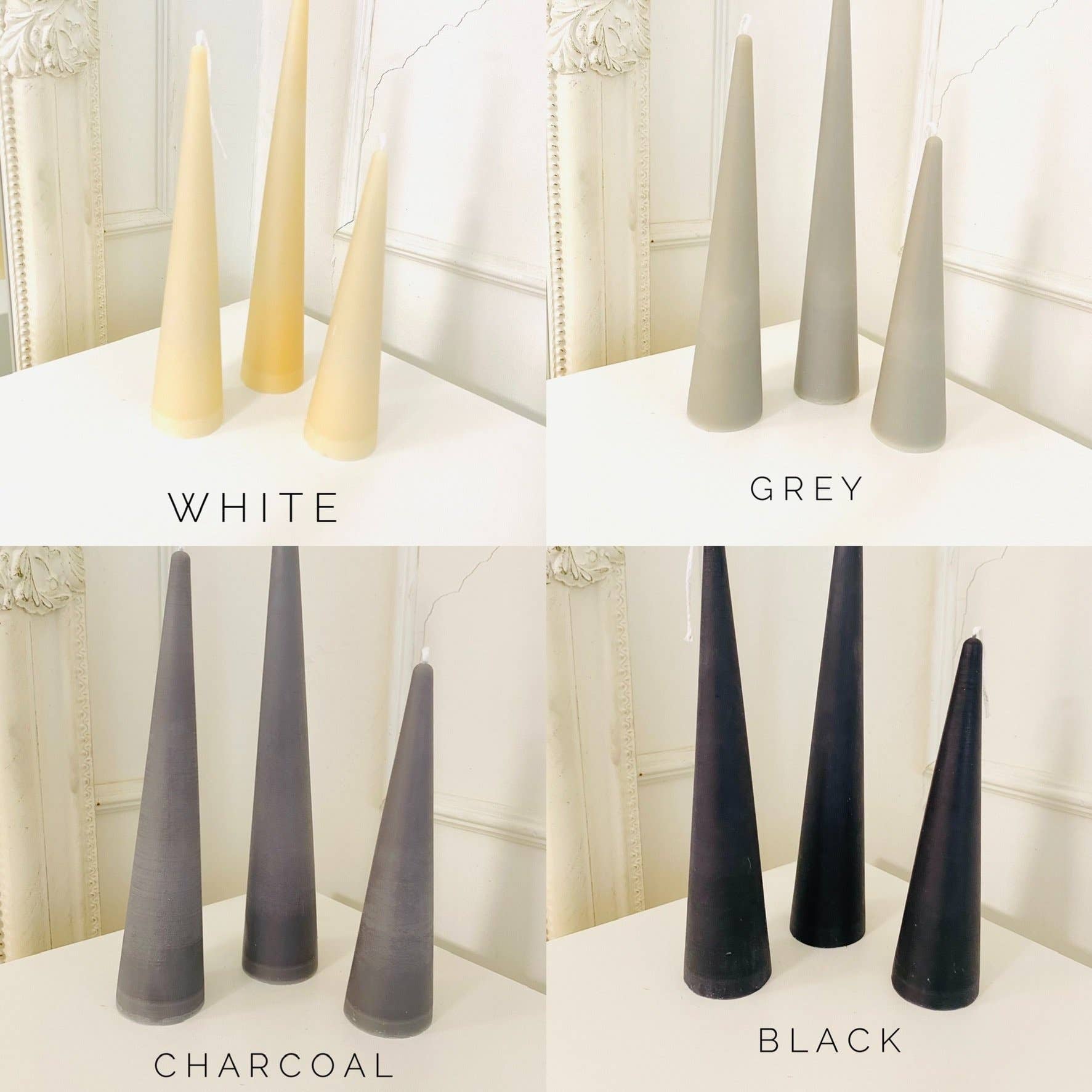 Neutrals Slim Cone Taper Beeswax Candle