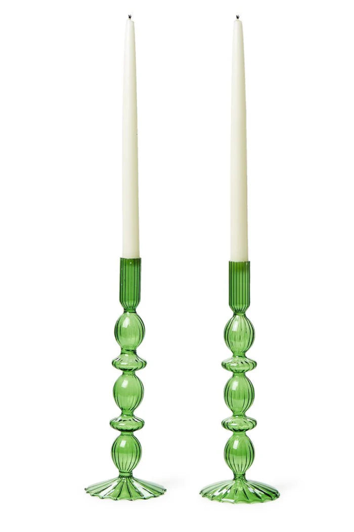 Glass Candlesticks Set of 2