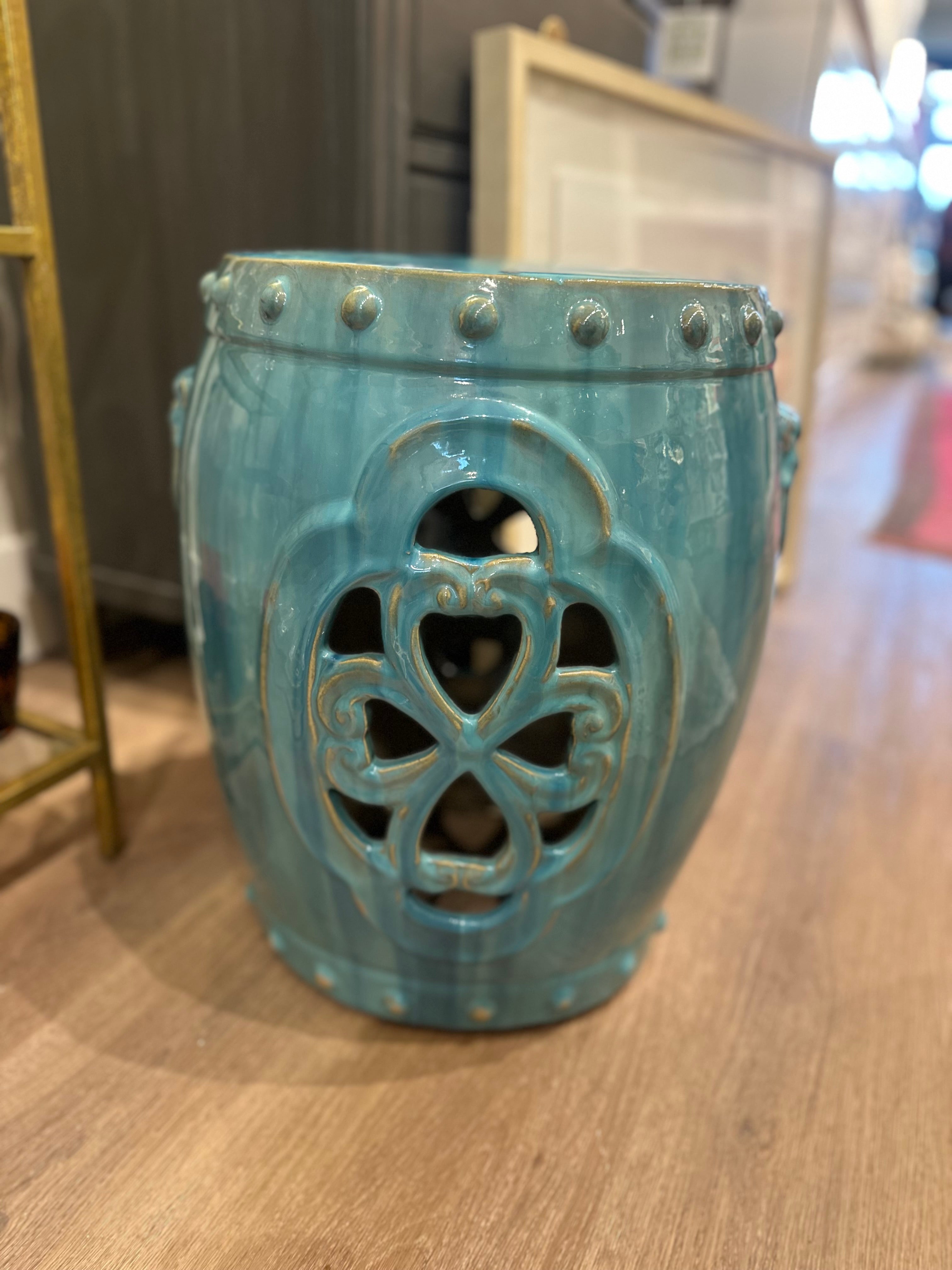 Turquoise Garden Stool