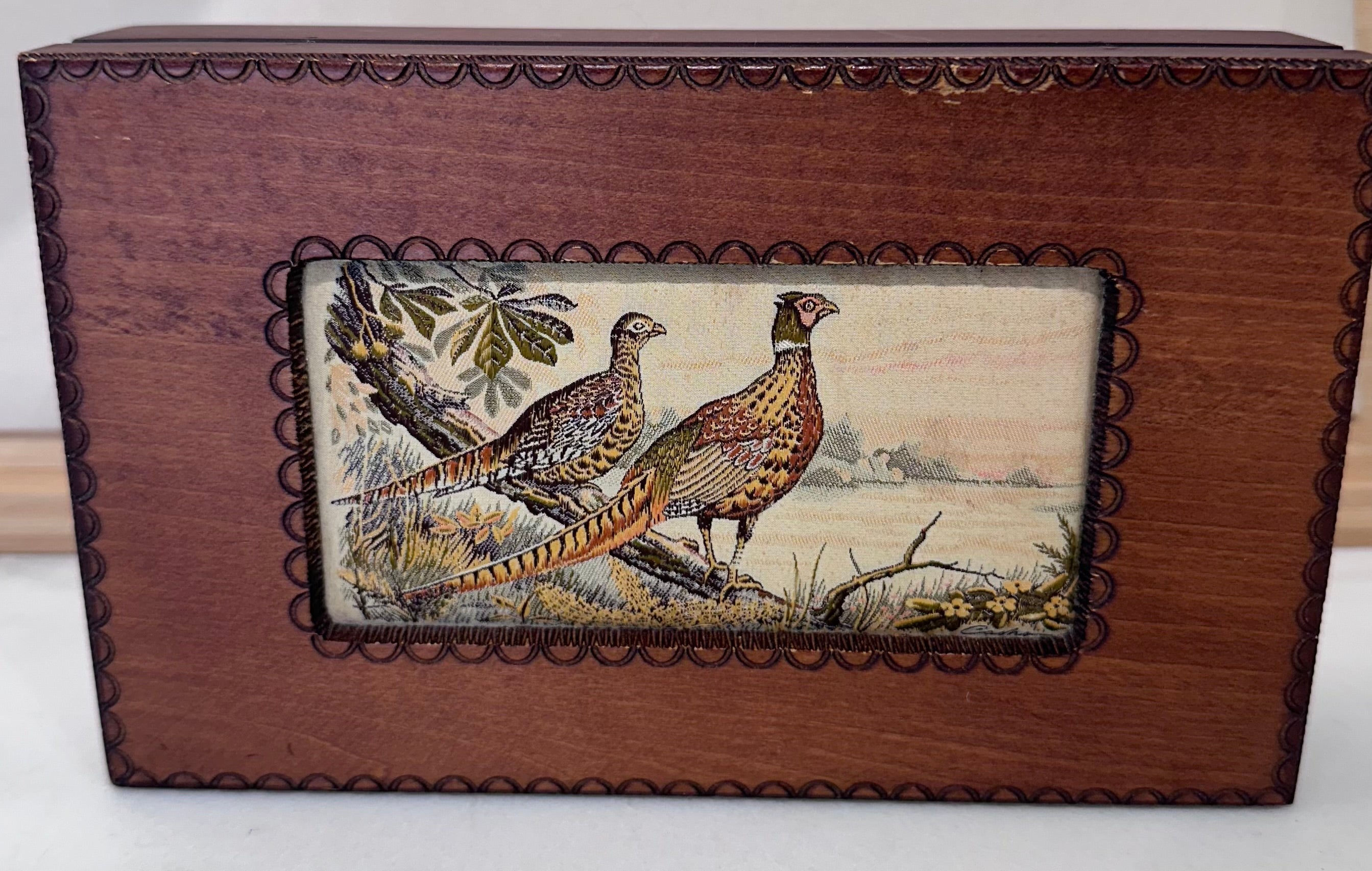 Vintage Pheasant Wood Box