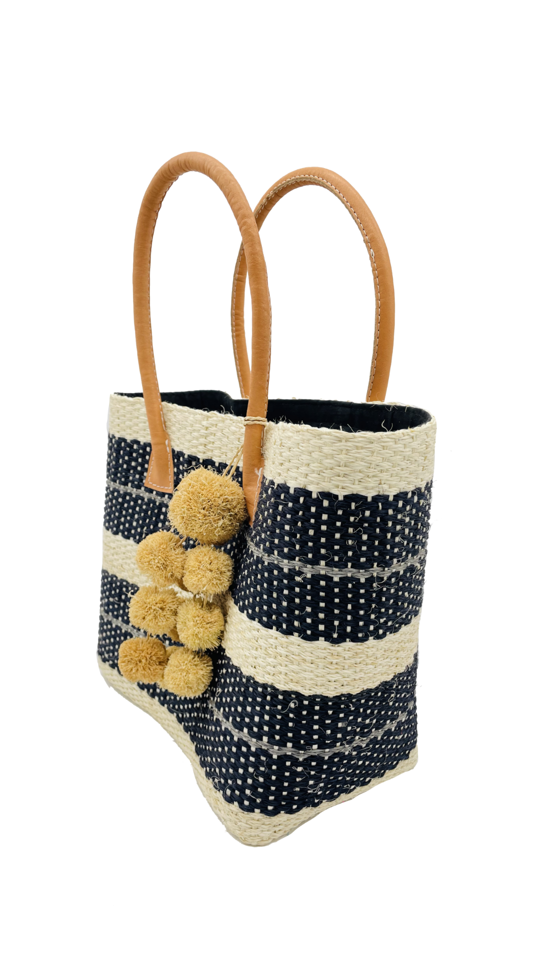 Imperial Sisal Basket Bag with Waterfall Pompoms- 2 sizes