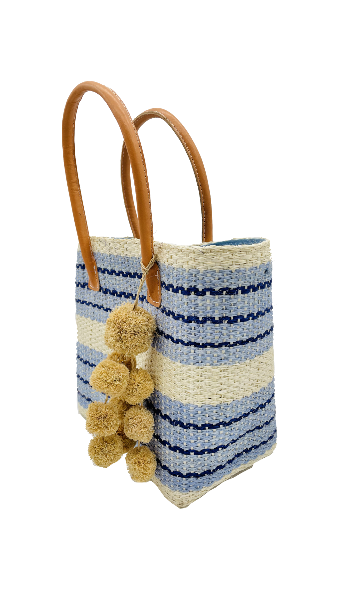 Imperial Sisal Basket Bag with Waterfall Pompoms- 2 sizes