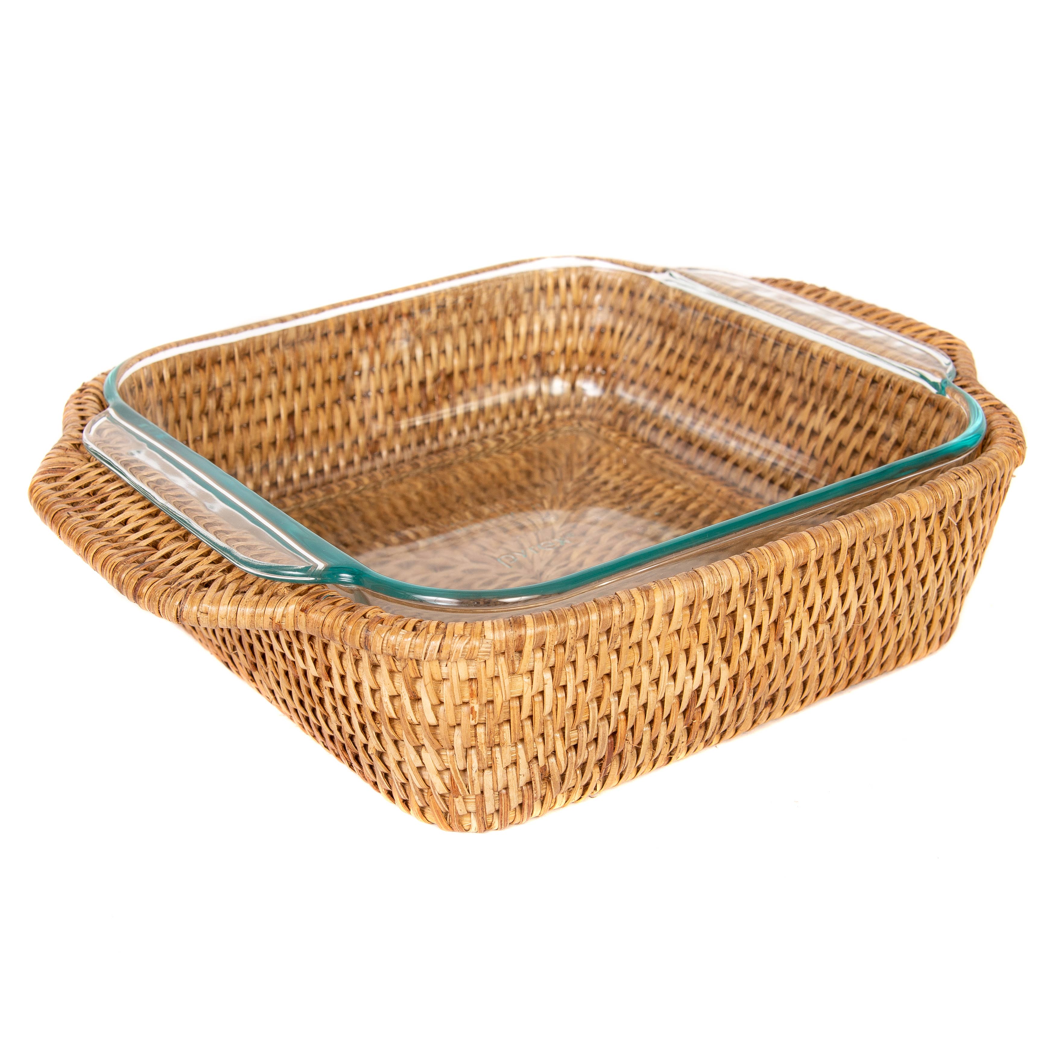 Artifacts Rattan Square Baker Basket with Pyrex