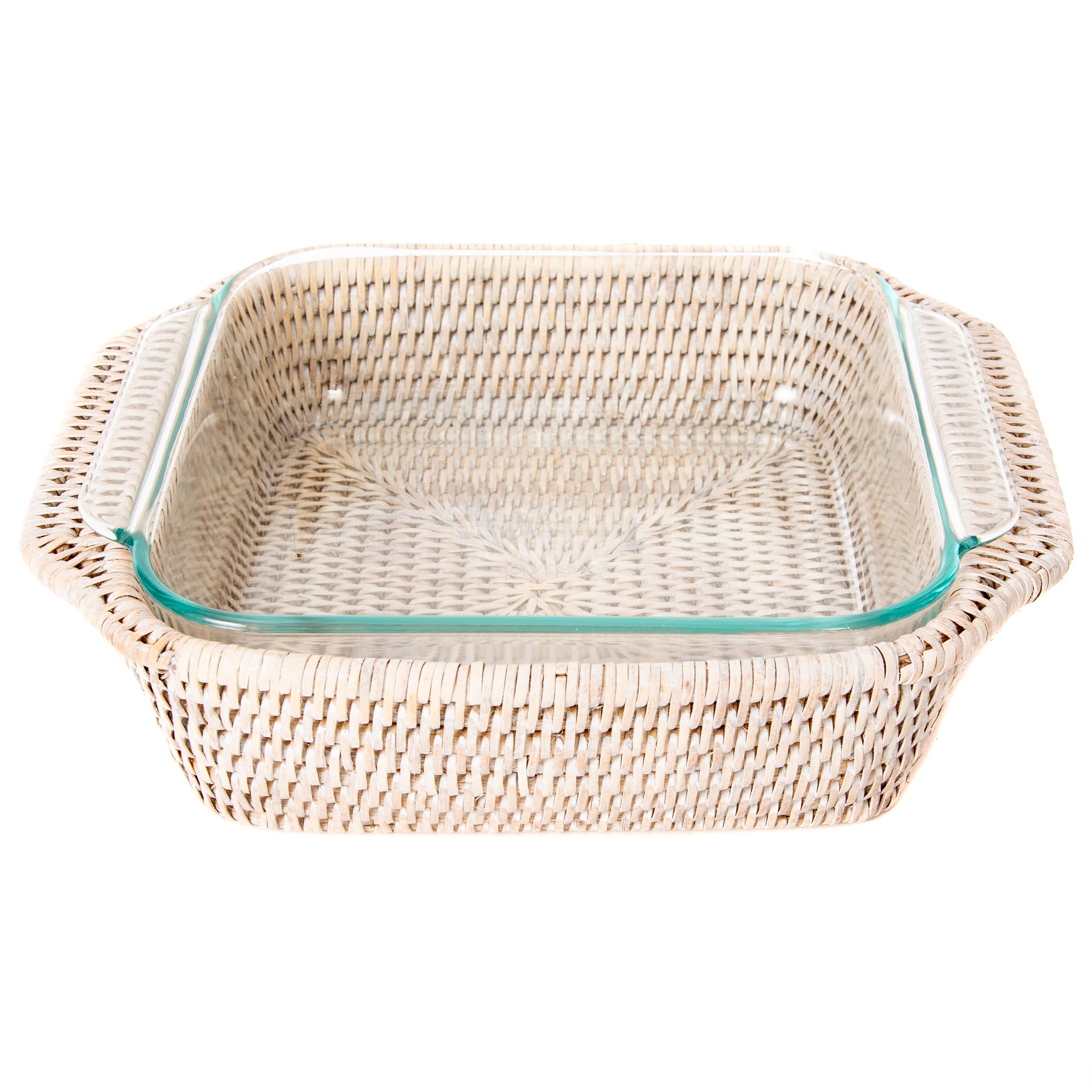 Artifacts Rattan Square Baker Basket with Pyrex