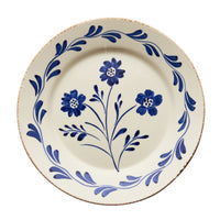 Casa Nuno Blue and White Dinner Plate, Vines, 3 Flowers