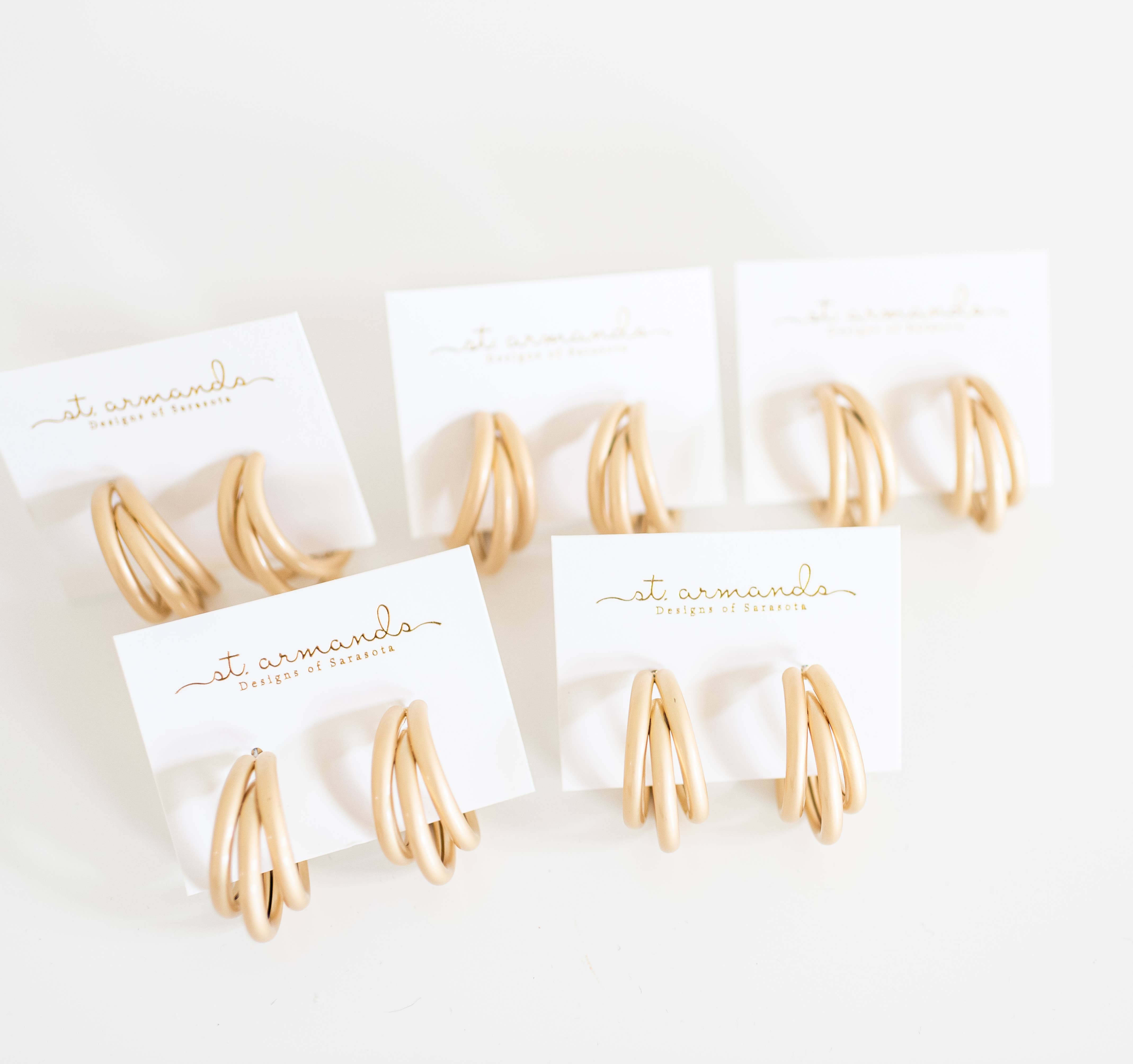 Gold Triple Statement Hoop Earrings