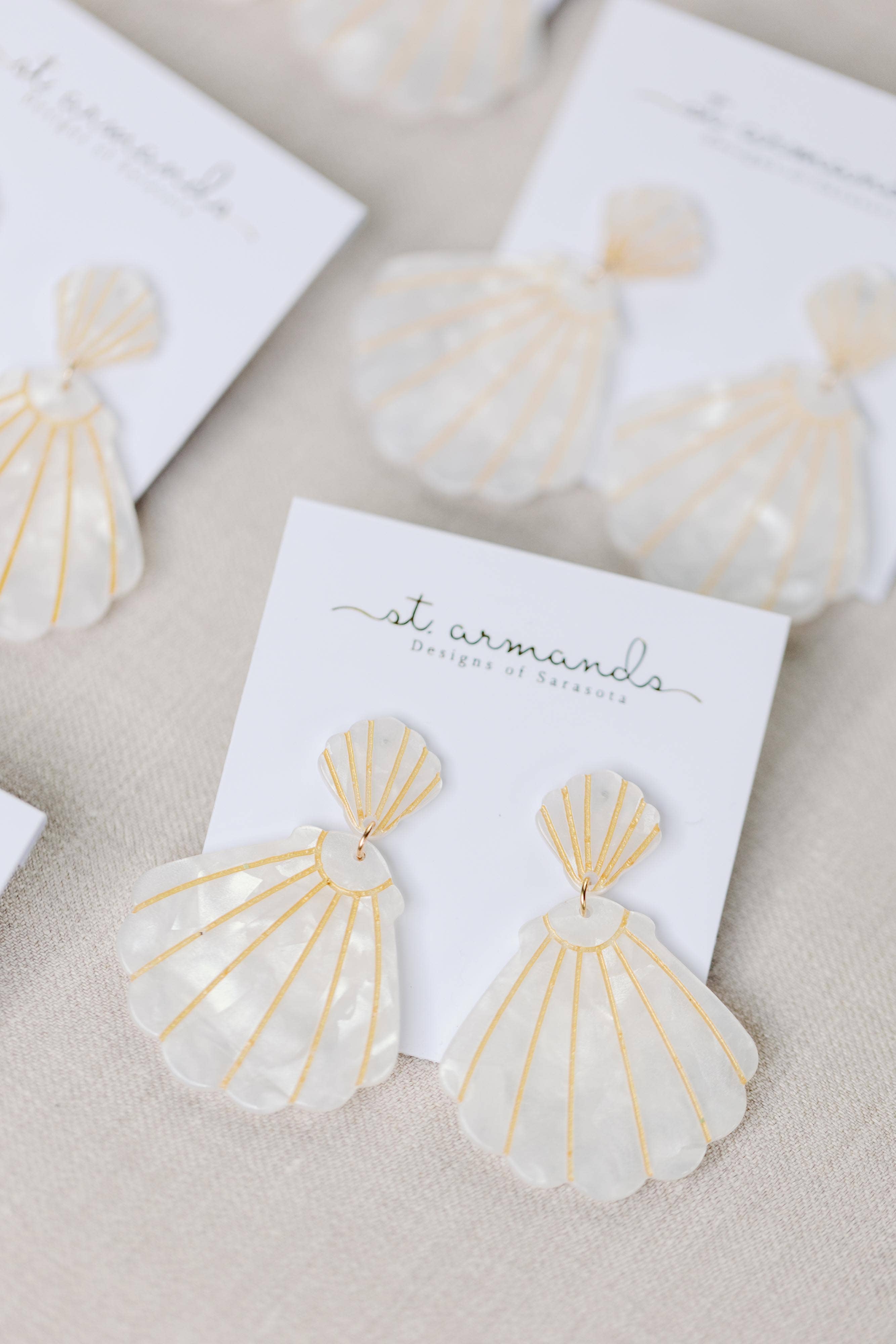 White Tortoise Statement Shell Earrings