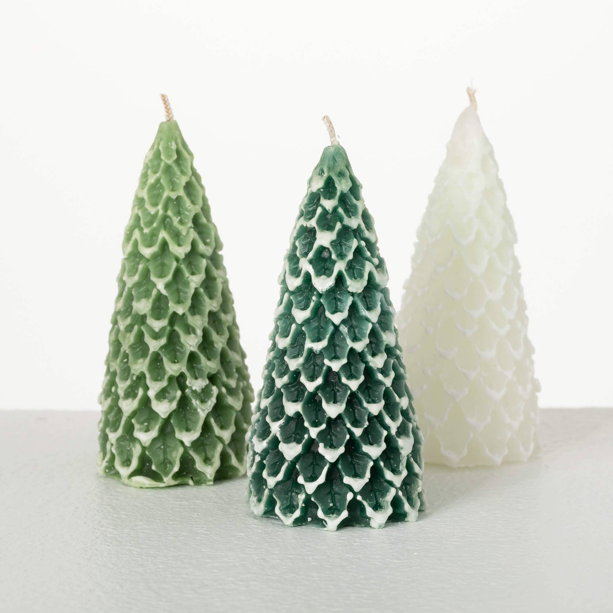 CONE PINE TREE CANDLE SET OF 3