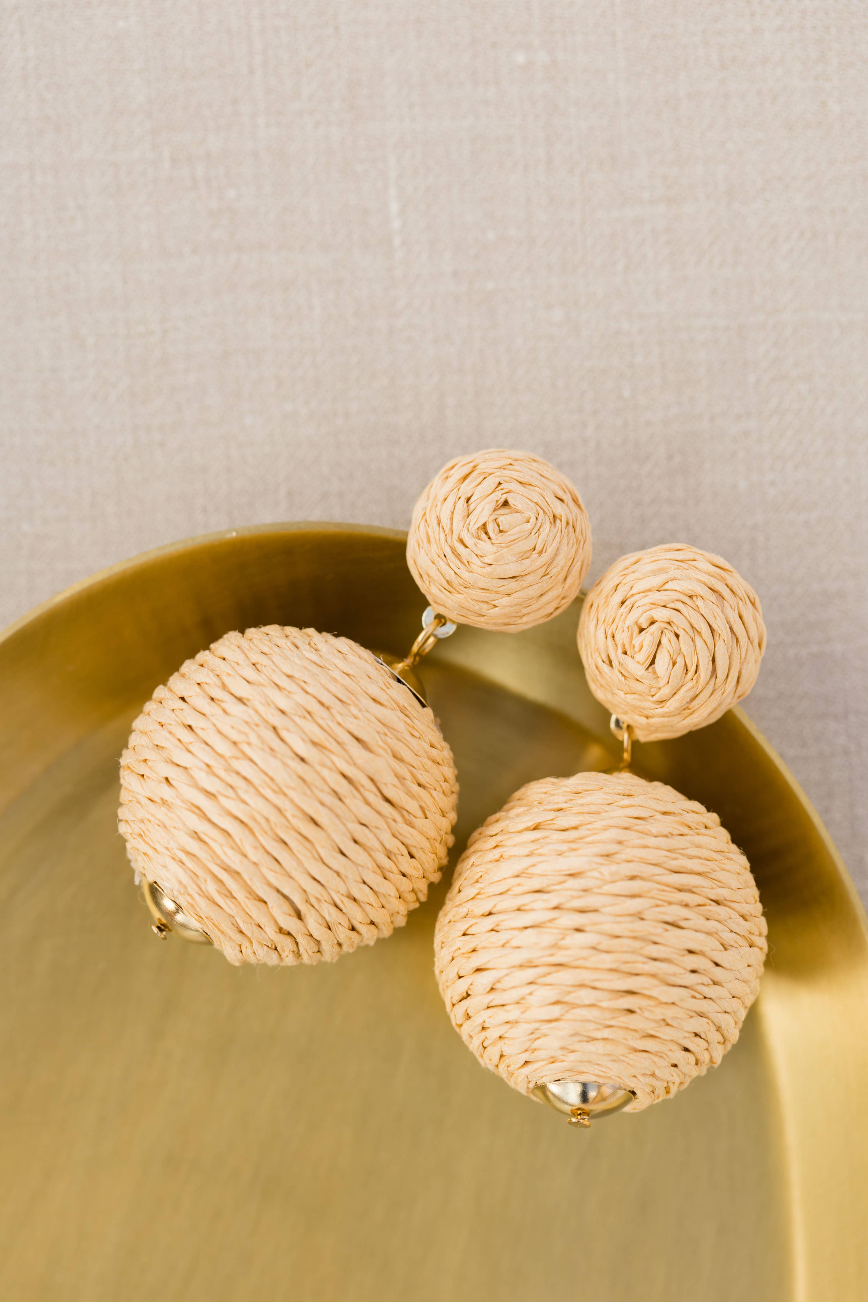 Natural Lido Pom Pom Statement Earrings