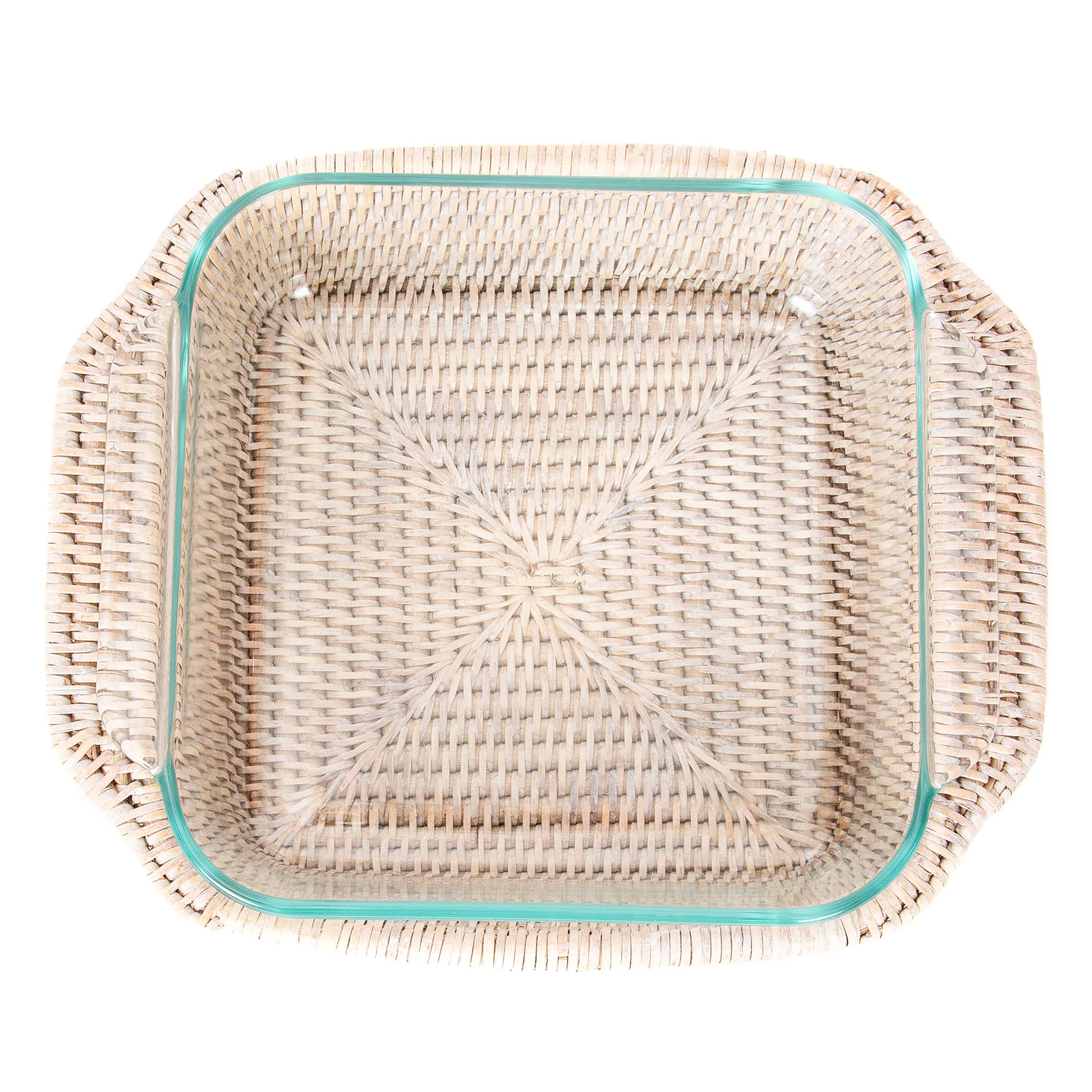 Artifacts Rattan Square Baker Basket with Pyrex