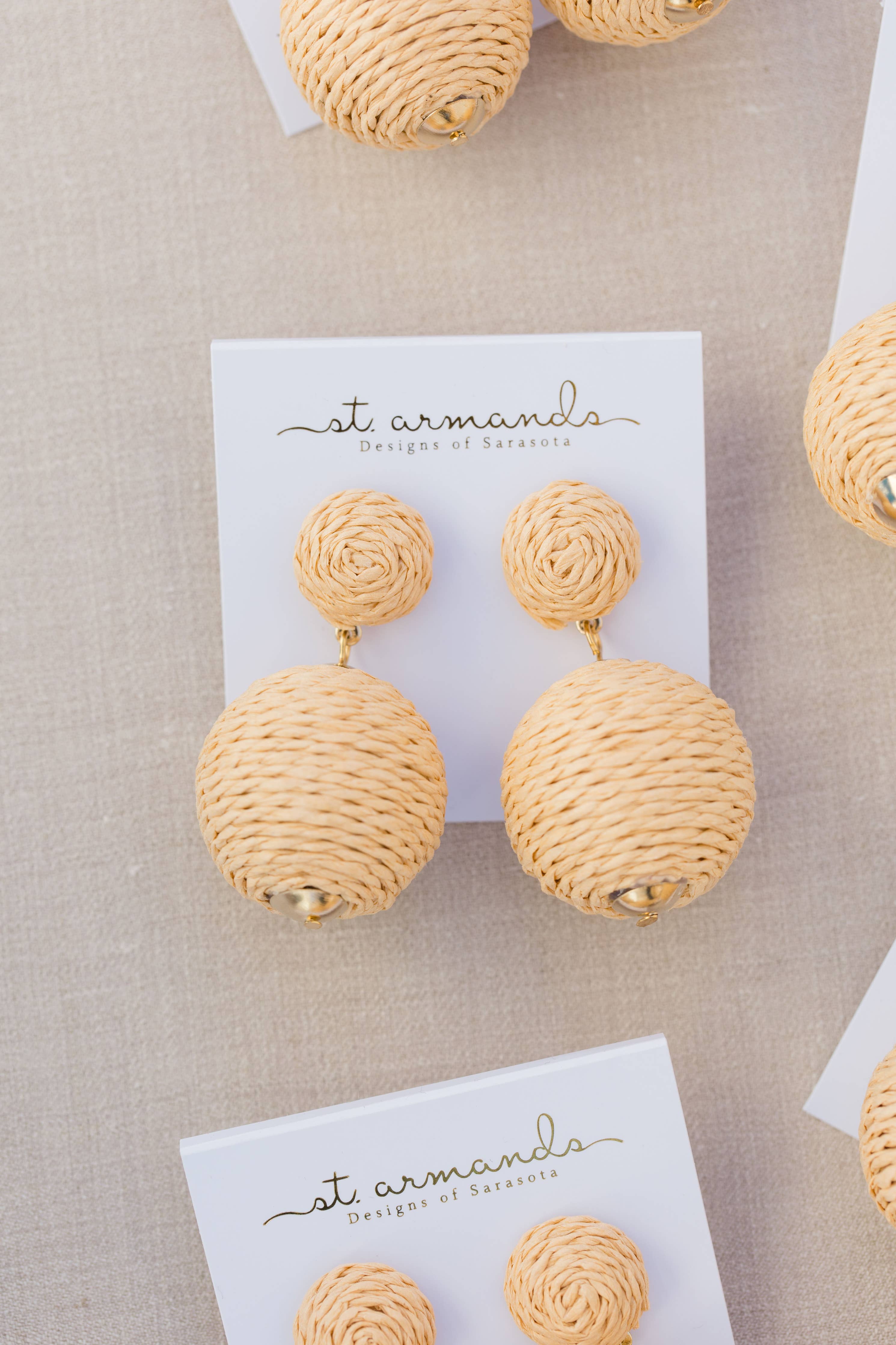 Natural Lido Pom Pom Statement Earrings