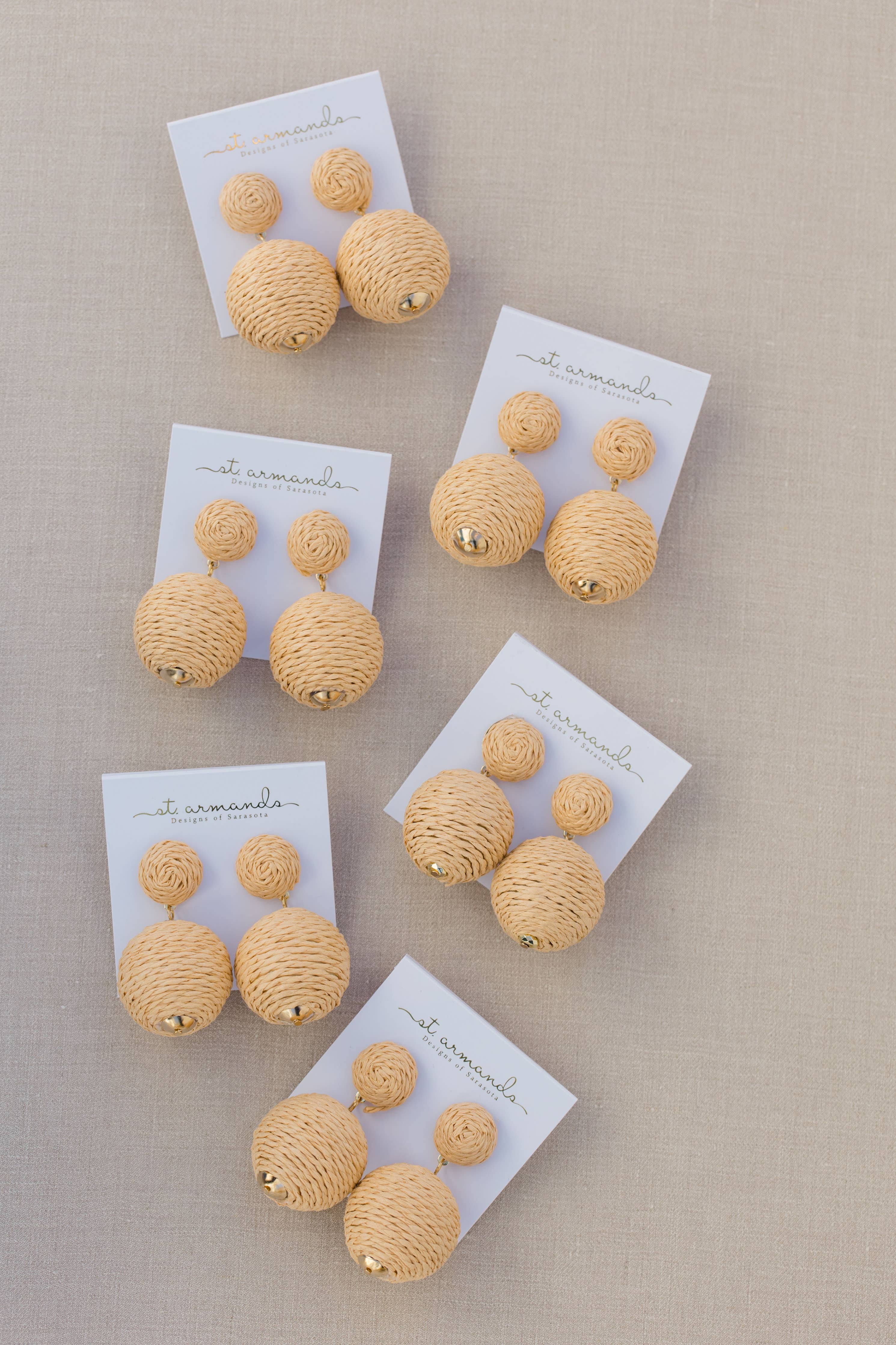 Natural Lido Pom Pom Statement Earrings