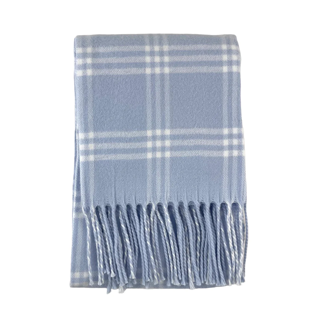 Window Pane Blue and White Flannel Blanket