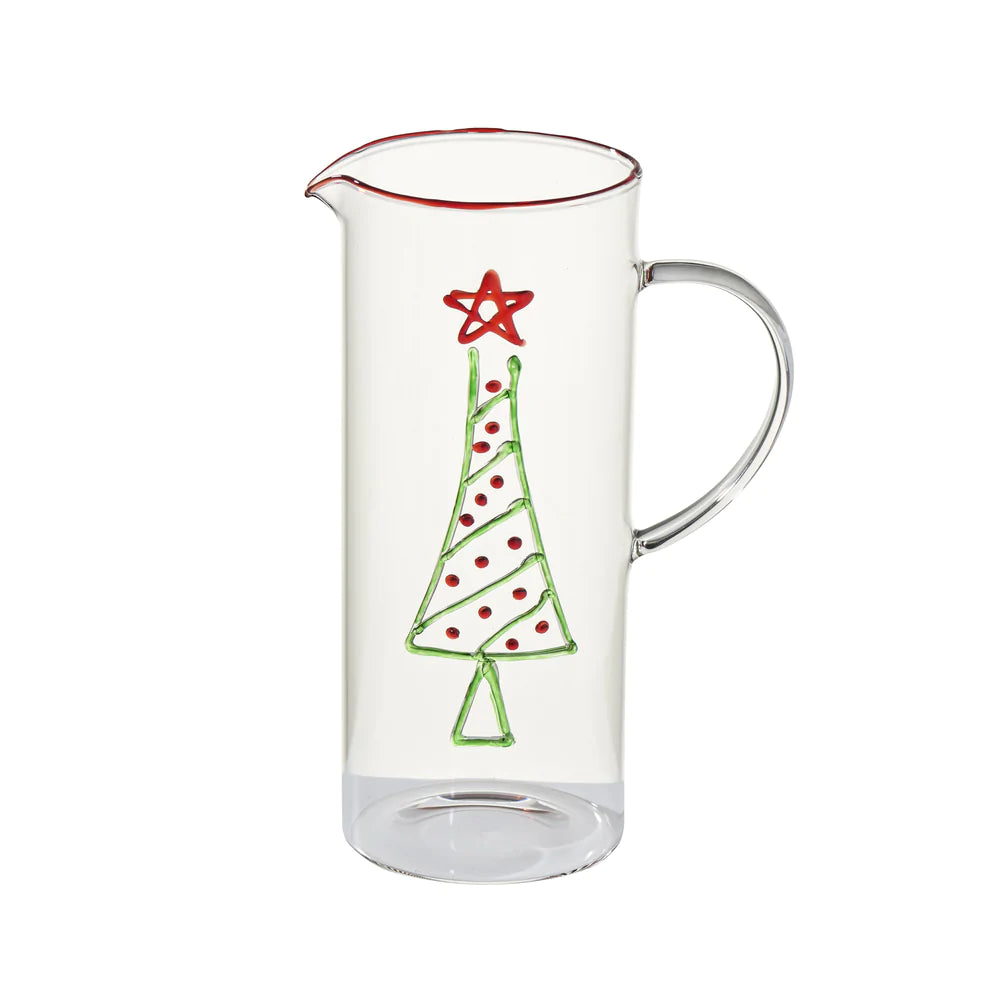 Christmas Tree Pitcher with green stripes