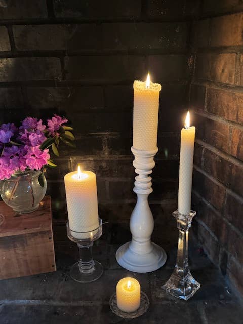 8" Hand-Rolled Beeswax Taper Candles