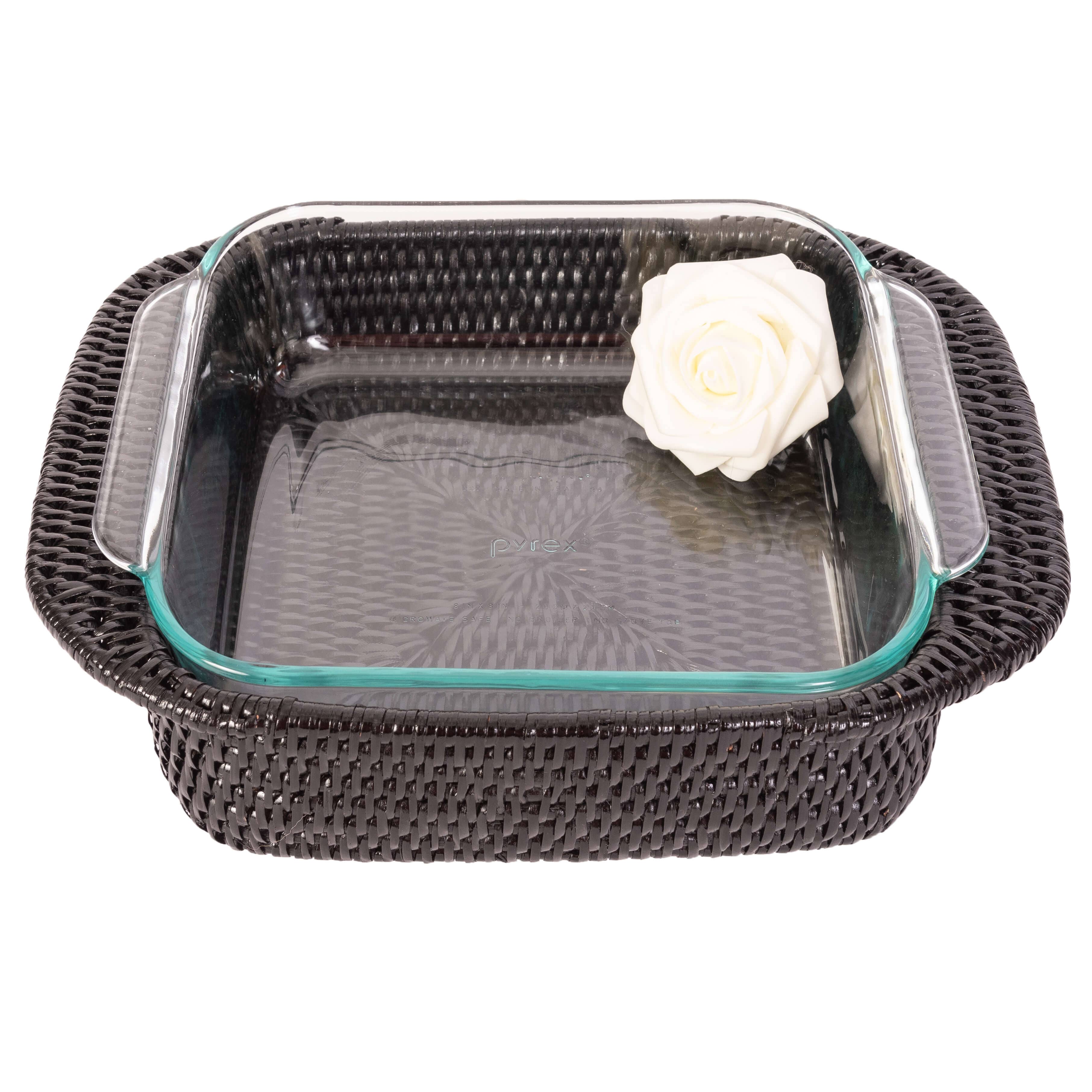 Artifacts Rattan Square Baker Basket with Pyrex