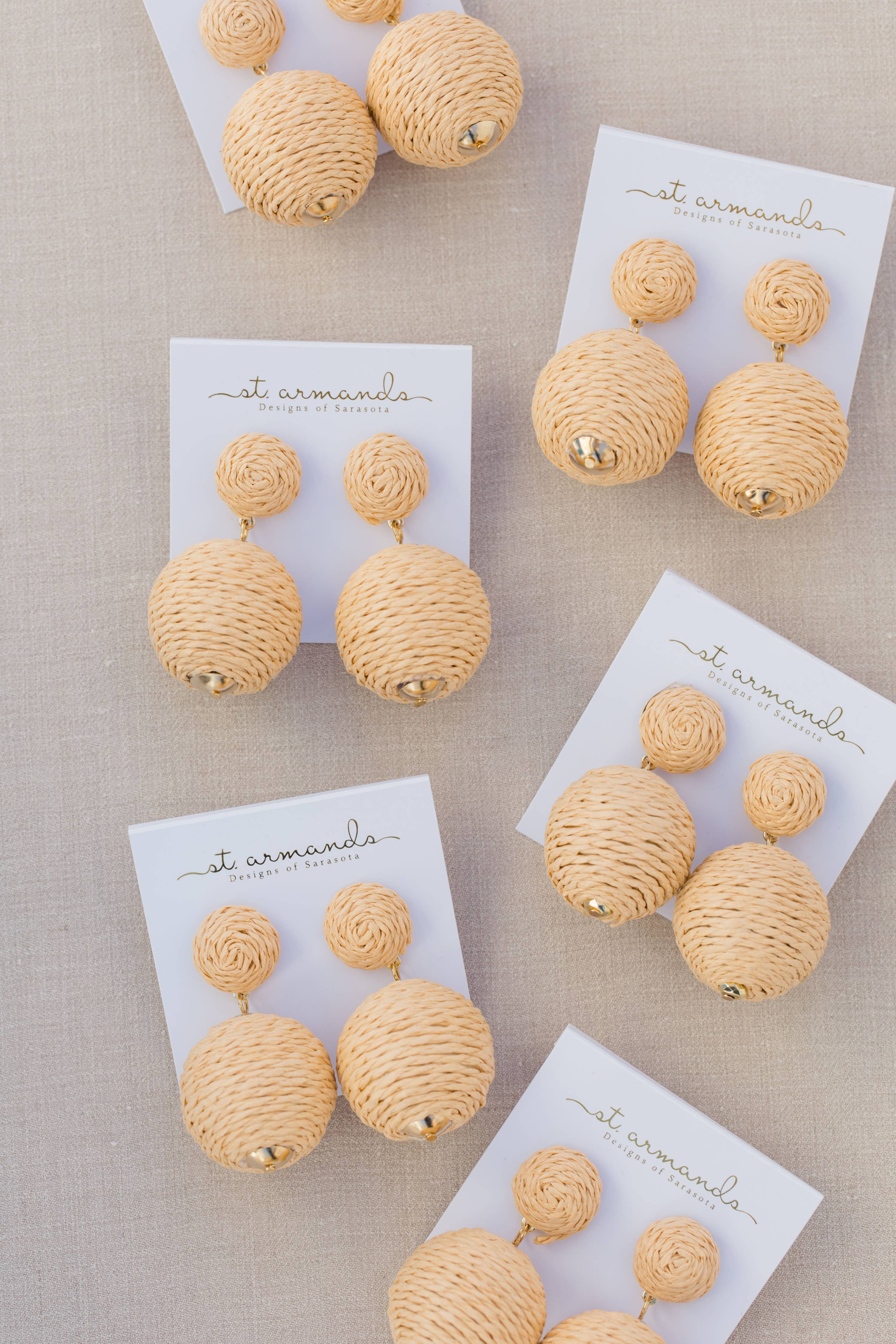 Natural Lido Pom Pom Statement Earrings