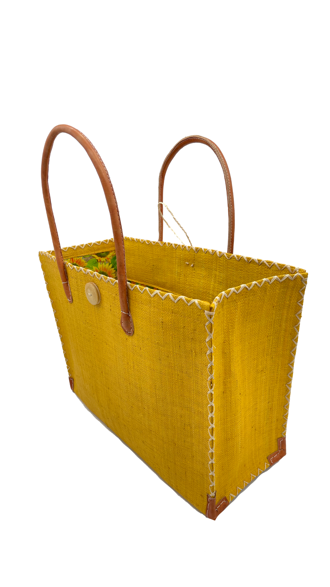 Zafran Solid Straw Beach Bag with Plastic Liner - 2 Sizes