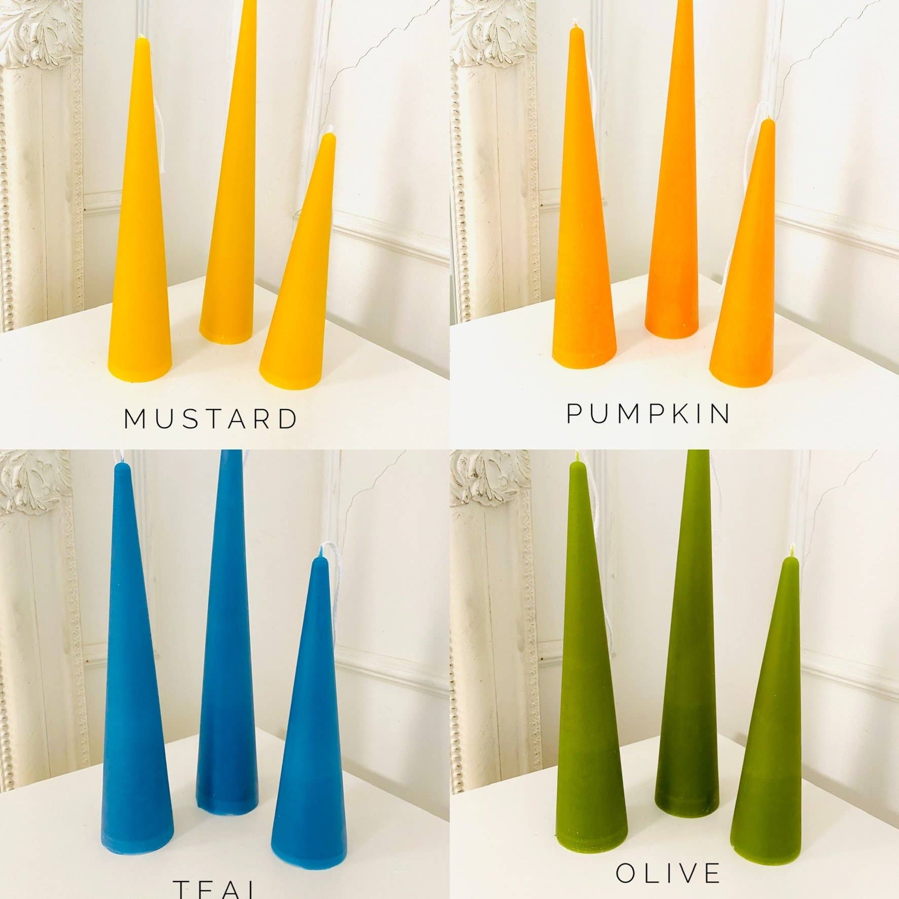 Neutrals Slim Cone Taper Beeswax Candle