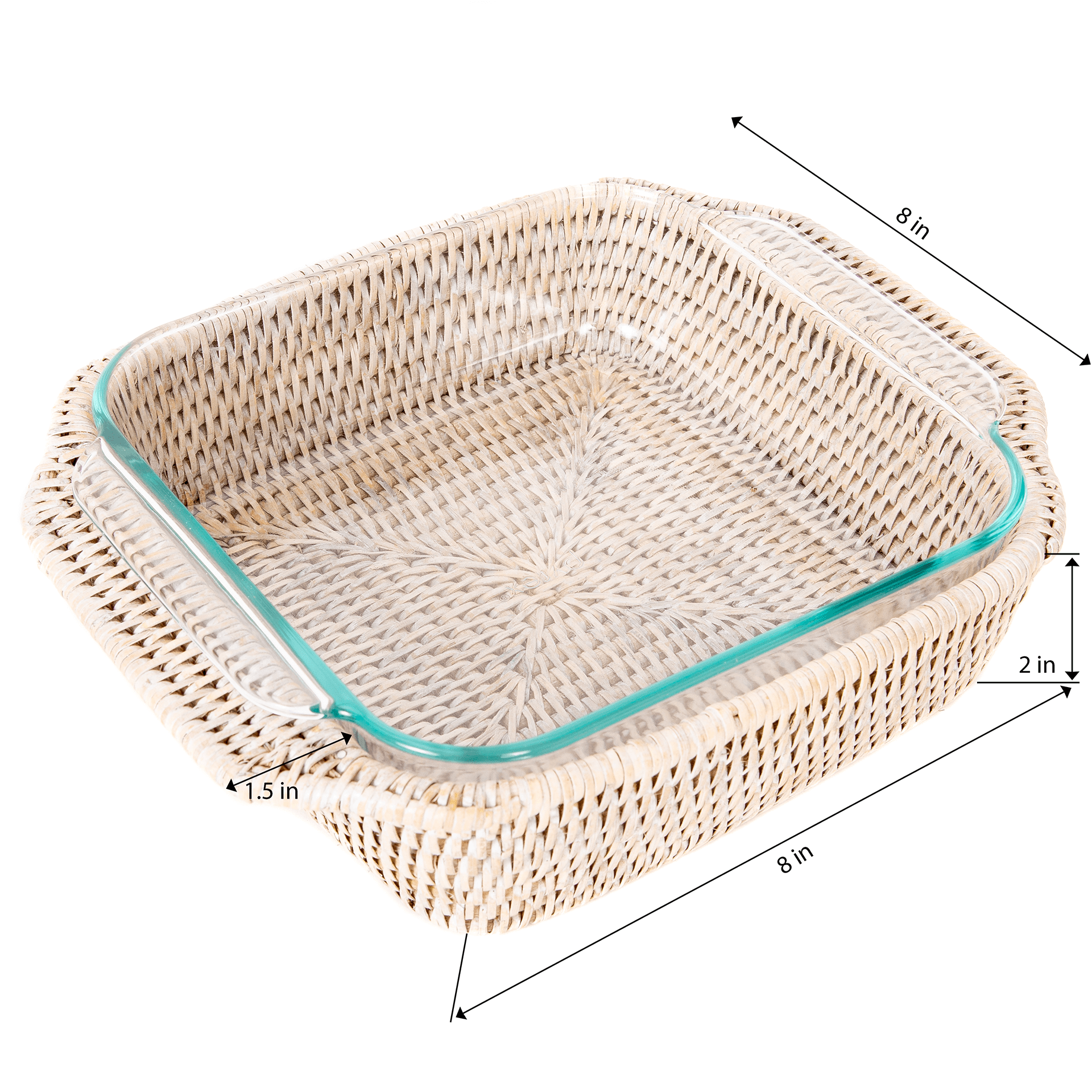 Artifacts Rattan Square Baker Basket with Pyrex