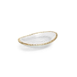 Textured Bowl with Jagged Gold Rim - Small