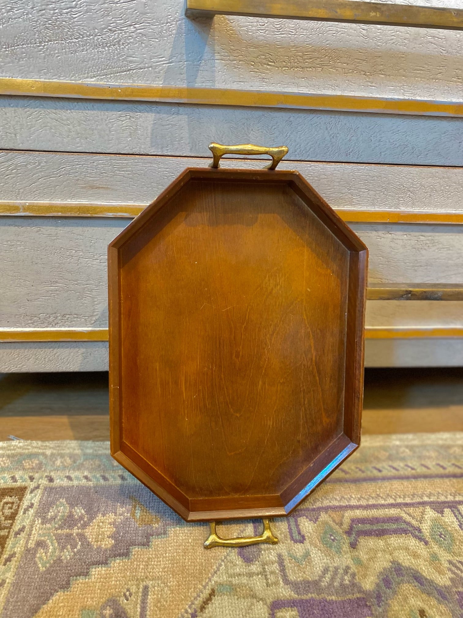 Wooden Tray with Brass Handles- Small