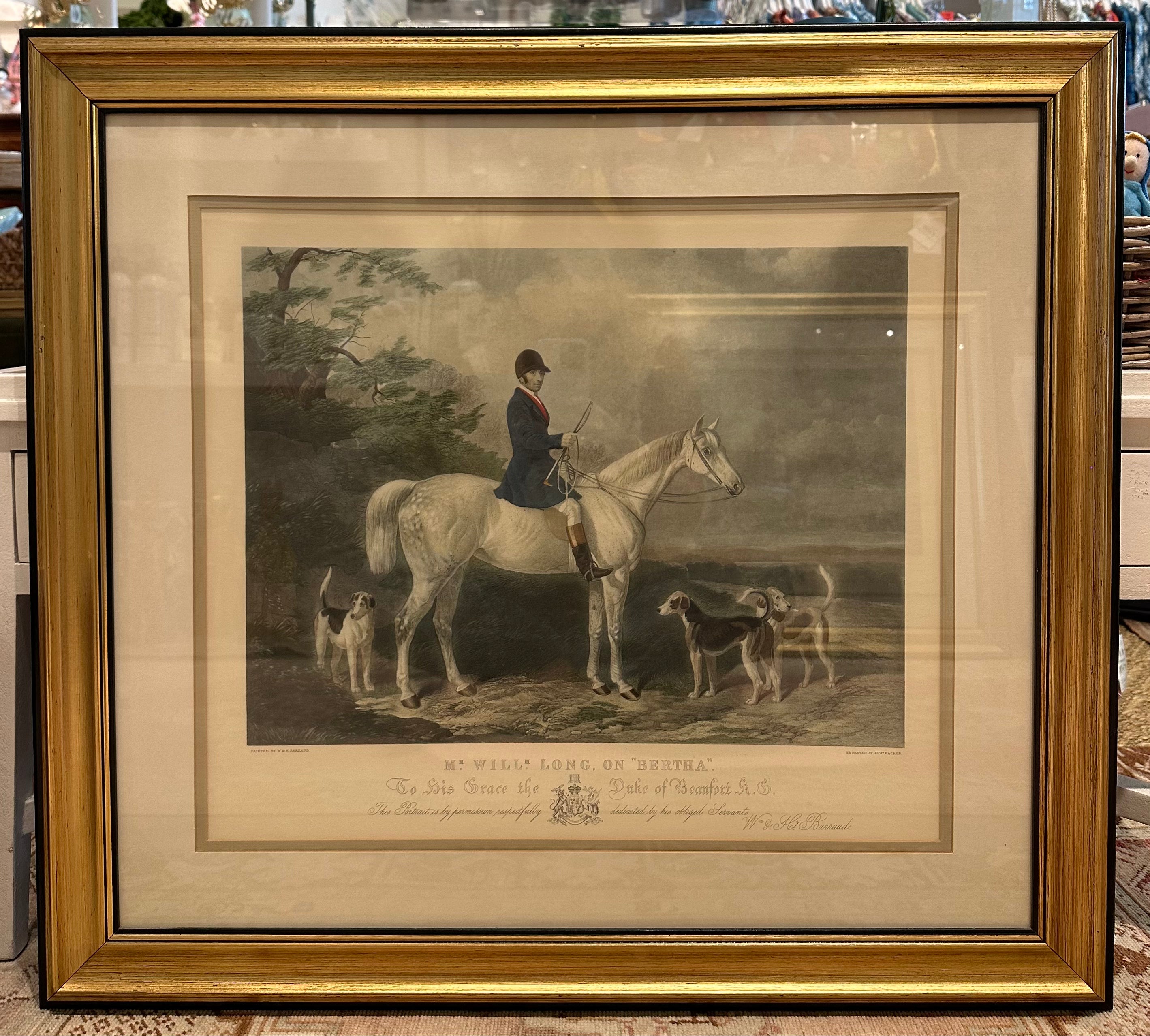 Vintage Engraving Reproductions Hand Colored Hunt Scenes-Framed