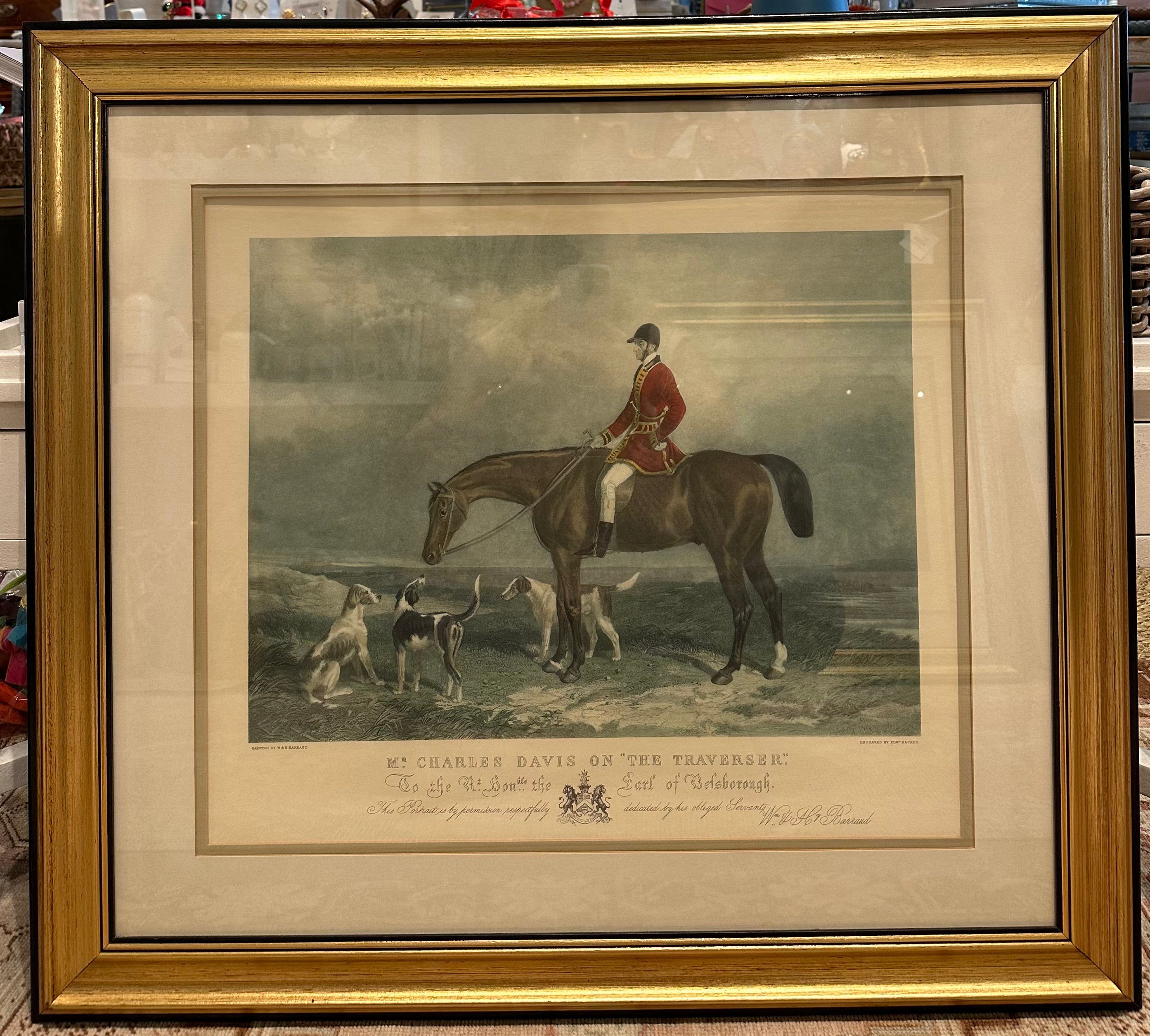 Vintage Engraving Reproductions Hand Colored Hunt Scenes-Framed