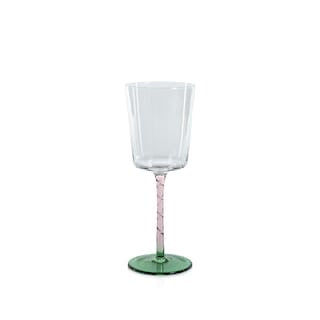 Vicenza White Wine Glass - Green+Pink