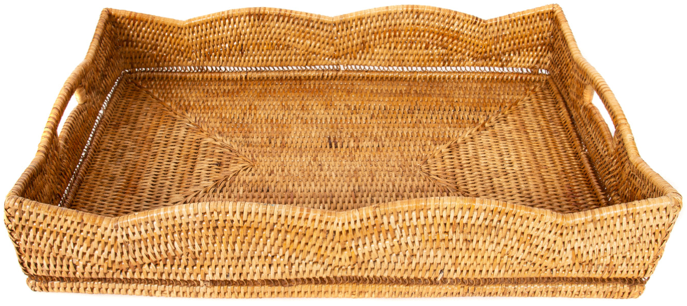 Scallop Rectangular Tray with Cutout Handles