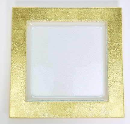 14" Square Square Textured Tray Gold