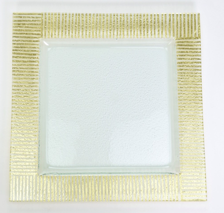 12" Square Square Textured Tray Gold ZZ