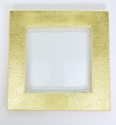 12" Square Square Textured Tray Gold