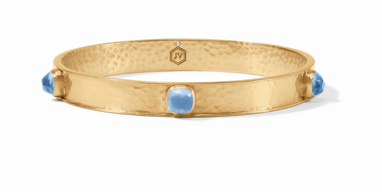 Catalina Stone Bangle- Iridescent Chalcedony Blue