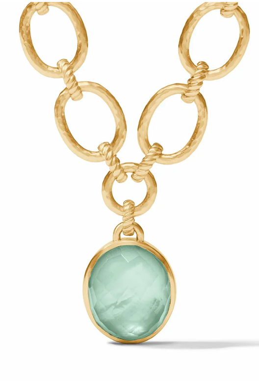 Nassau Statement Necklace- Iridescent Aquamarine Blue