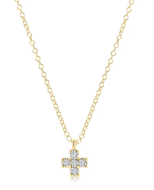 E Newton  14k Gold and Diamond Signature Cross Necklace