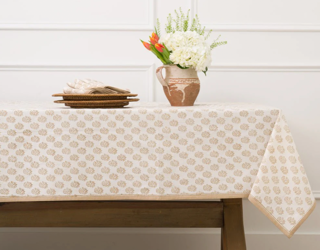 Pomegranate Anika Beige Tablecloth