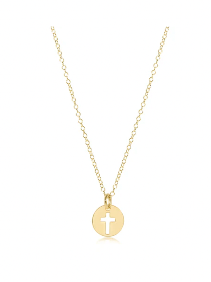 16" Necklace Gold- Blessed Gold Disc