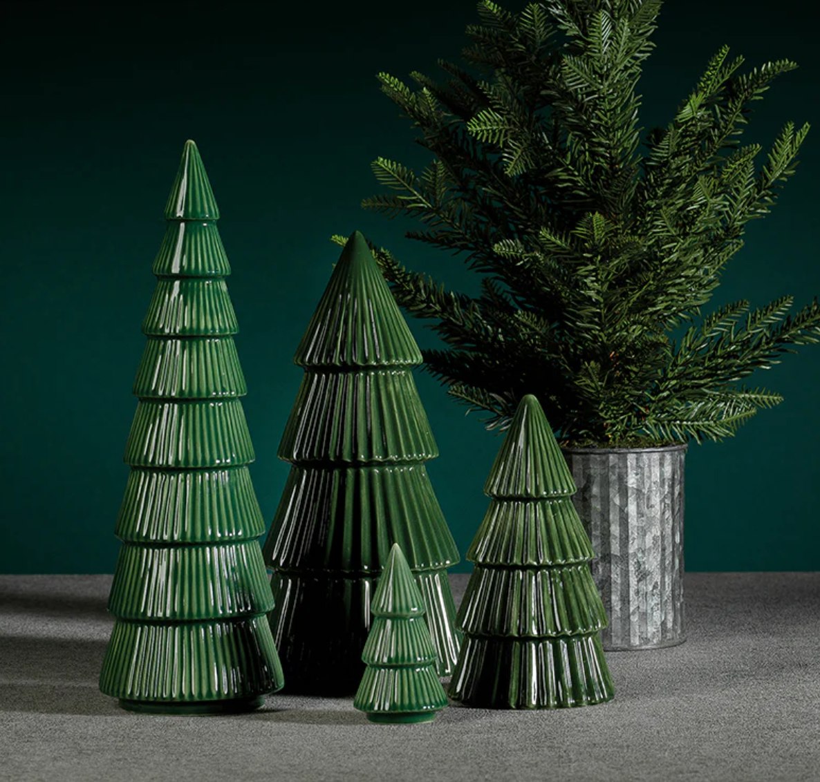 Ceramic holiday tree- glazed winter green