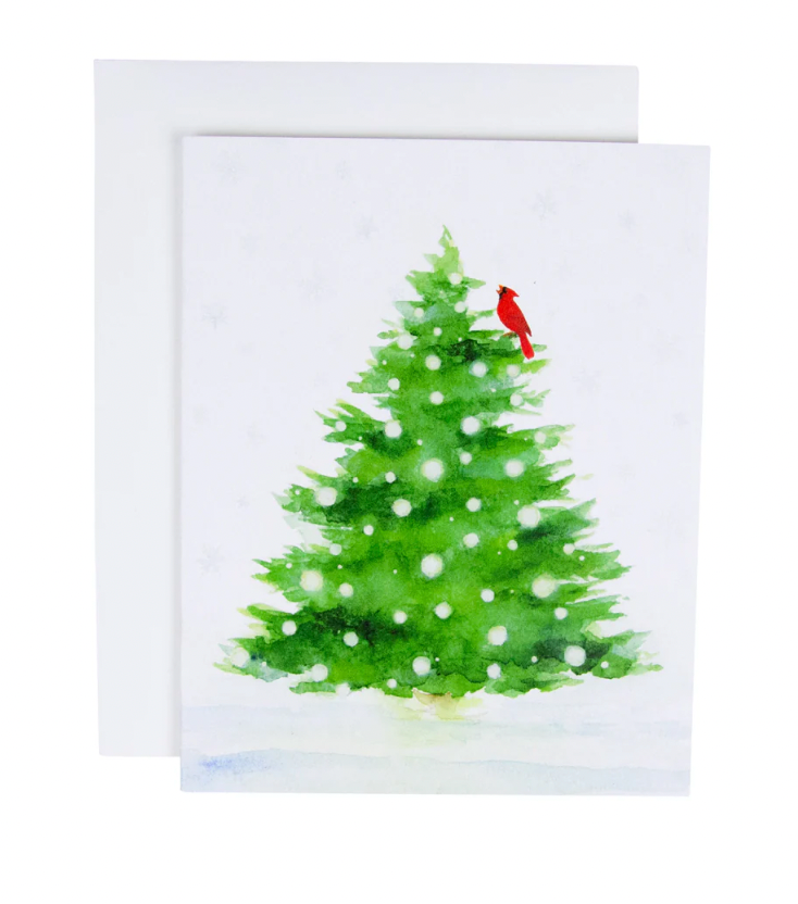 Snowy Tree with Cardinal - Christmas Card Box