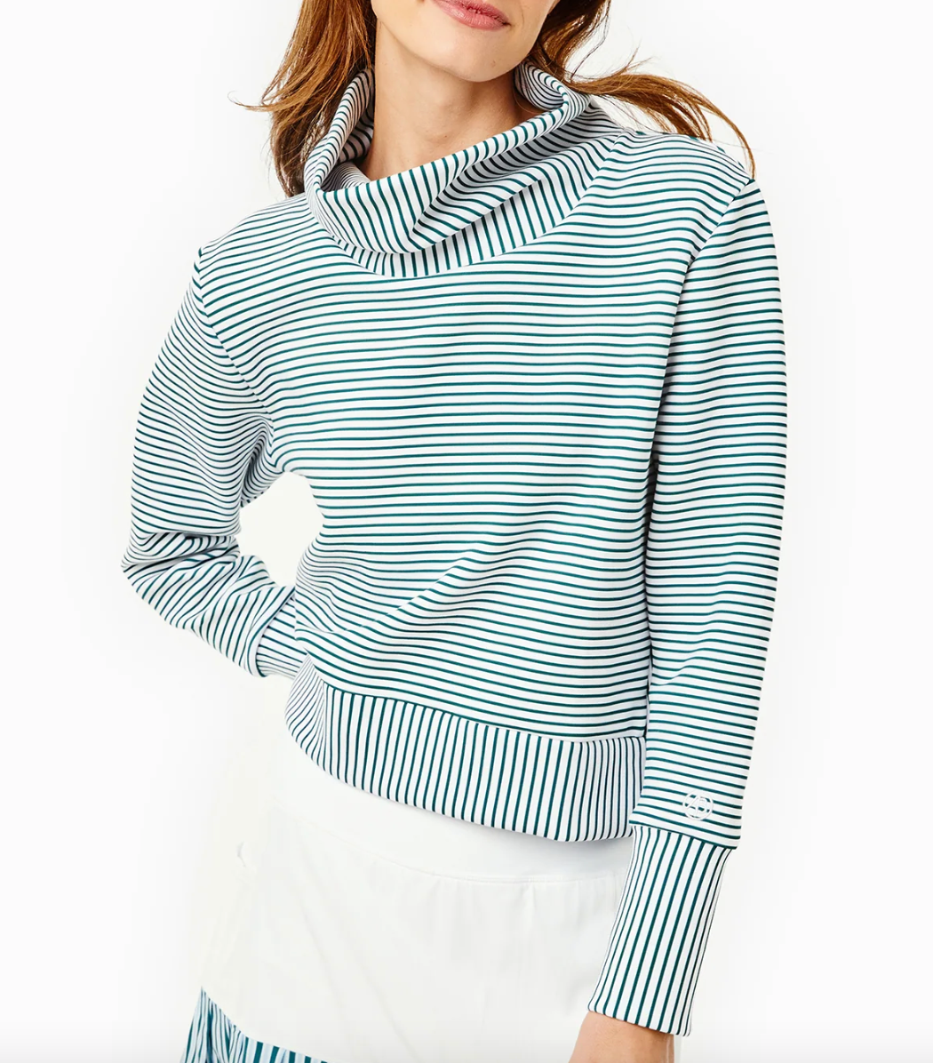 The Everyother Day Pullover- Super White / Ivy Stripe