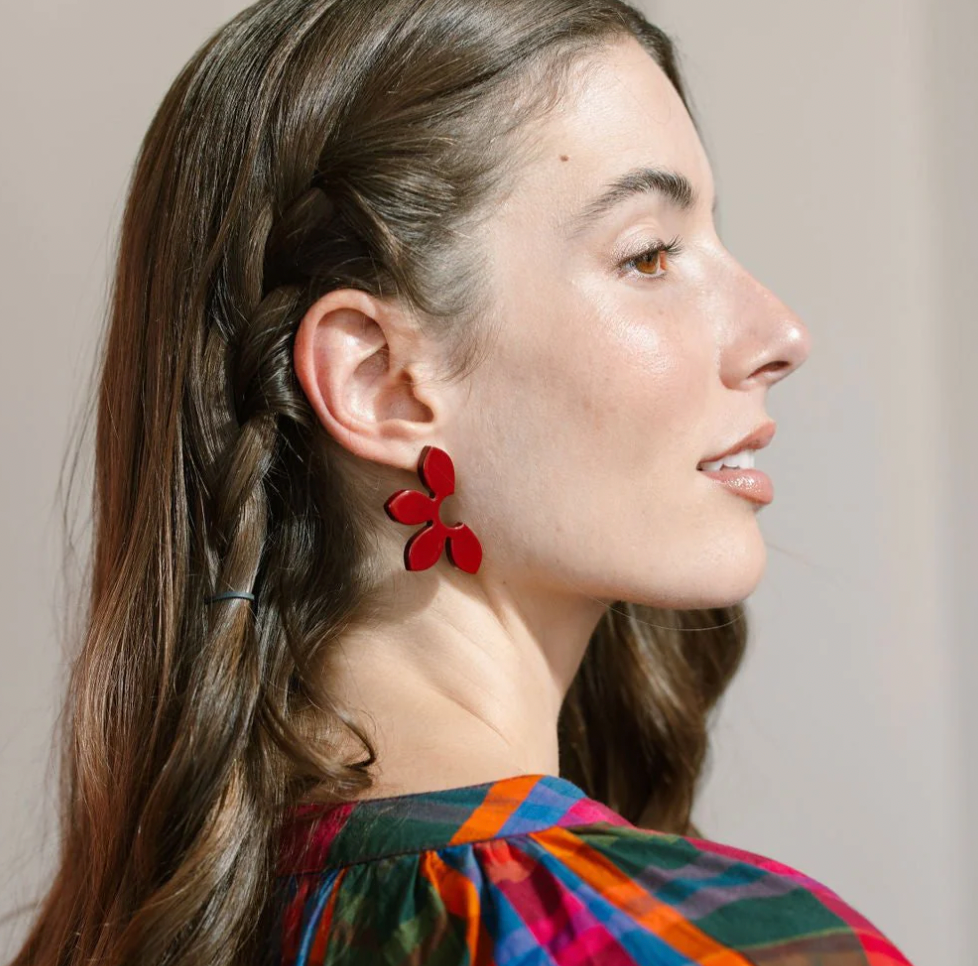 Burgundy Petal Earrings