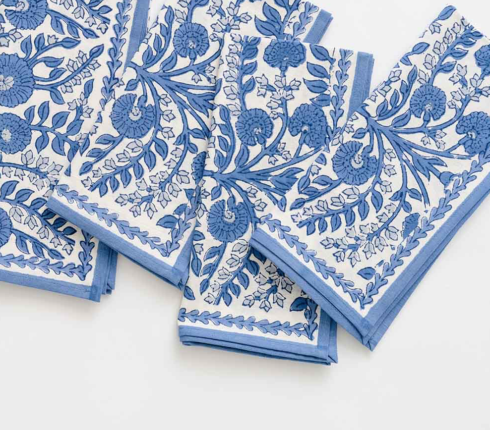 Cactus Flower Blue Napkin (set of 4)