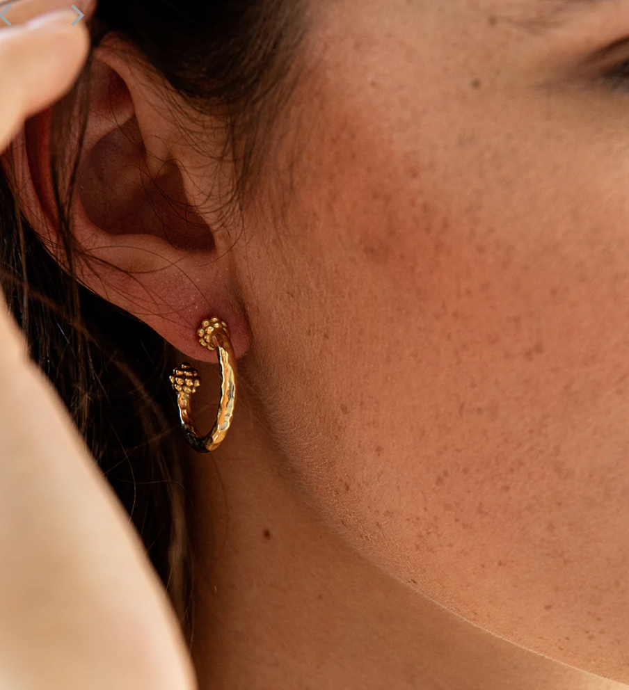 Berry Slice Hoop Earrings- Hammered Gold