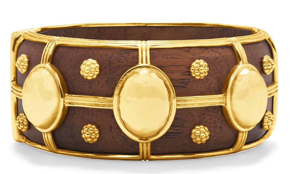 Gaia Grande Hinged Bangle - Teak