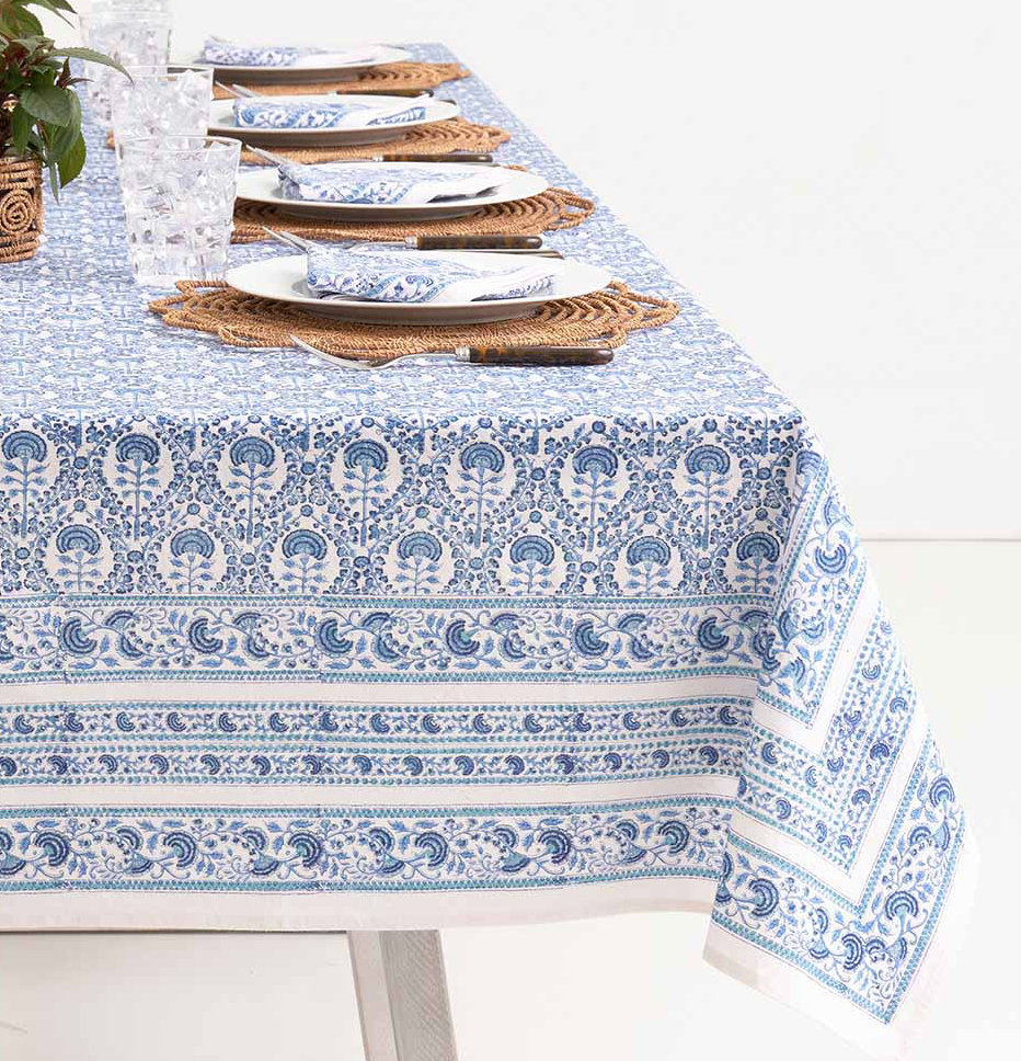 Pomegranate Caroline Blue Tablecloth