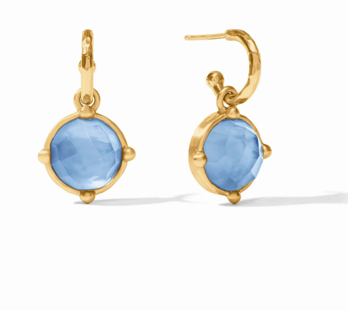 Honeybee Hoop & Charm Earring Iridescent Chalcedony Blue